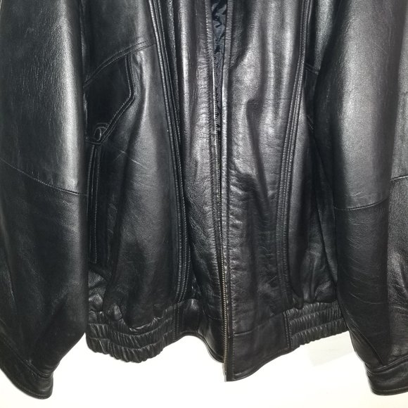 Genuine Leather Jacket Lined vtg American Born Black Leather Coat with Lining - Picture 2 of 16